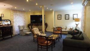 里亚萨HOTEL RIAZA的客厅配有沙发、椅子和电视