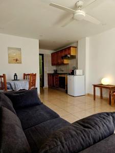 阿罗纳Las Americas Central Sun Appartament的带沙发的客厅和厨房
