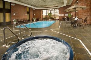 斯普林菲尔德斯普林菲尔德德鲁酒店的一座大楼内一座带水浴缸的游泳池