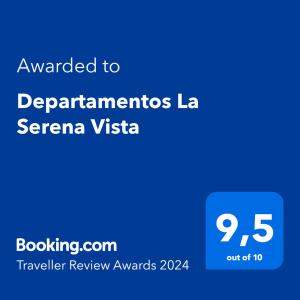 拉塞雷纳Departamentos La Serena Vista的给serrano vista 的文本的手机的屏幕照