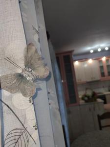 尼弗拉斯纳Vrasna Luxury Apartment的挂在墙上的花帘