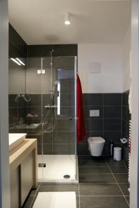 多特蒙德PM-AM Apartments GmbH的带淋浴、盥洗盆和卫生间的浴室