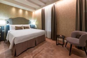 威尼斯阿卡酒店的配有一张床和一把椅子的酒店客房