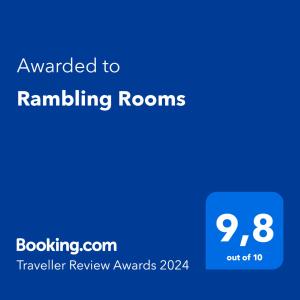 坎波马里诺Rambling Rooms的蓝色计算器,其文本被授予排位室