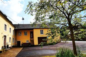 NiederweisBruce's Countryhouse的前面有树的黄色建筑