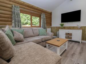 埃尔斯米尔Redwood Lodge的带沙发和平面电视的客厅