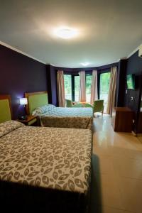 伊瓜苏港HOTEL TROPICAL IGUAZU的一间酒店客房,房间内设有两张床