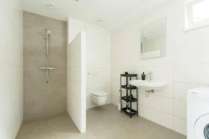 奥斯楚特New Apartment In City Centre Large的带淋浴、卫生间和盥洗盆的浴室
