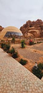 瓦迪拉姆Family Camp的沙漠中间的一座大型圆顶建筑