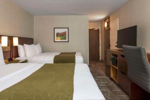 蒙克顿蒙克顿兹山怡然旅馆的酒店客房设有两张床和一台平面电视。