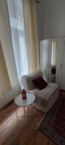 贝尔格莱德Tsar Dušan Apartment的客厅配有沙发和桌子