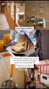 波托西Los Faroles Hostal的一张带餐桌的餐厅图片的拼贴画