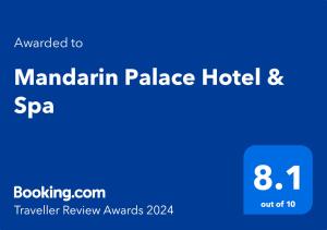 丹吉尔Mandarin Palace Hotel & Spa的蓝标读曼哈顿宫酒店及水疗中心
