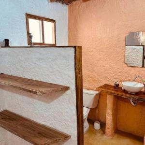 伊瓦格Cabaña Canto de las Aguas Cañón del Combeima的一间带卫生间和水槽的浴室