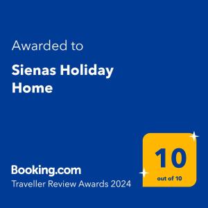 弗尔尼亚奇卡矿泉镇Sienas Holiday Home的黄色标牌,标有文本给stanzas度假屋