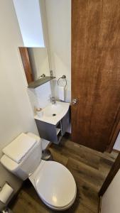 普孔Ketrawe Lodge的浴室配有白色卫生间和盥洗盆。