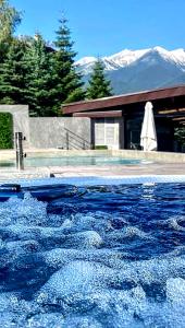 班斯科6 Luxury SPA Apartments TOP resort Bansko - incl wellness的山水池的背景