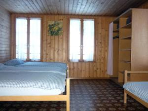 施特歇尔贝格Alpenhof Mountain Lodge的一间卧室设有两张床和两个窗户。