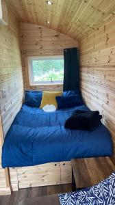 邓加文The Peregrine - 2 Person Luxury Glamping Cabin的小木屋内一间卧室,配有两张床