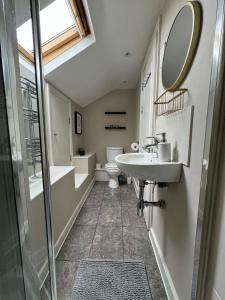 布伦特福德Brentford Guest Rooms的一间带水槽、卫生间和镜子的浴室