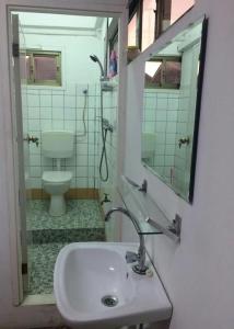 帕拉马里博HotelMidnight78的一间带水槽、卫生间和镜子的浴室