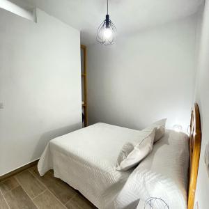 PuertoBajo Derecha el Wiro的卧室配有白色的床和灯