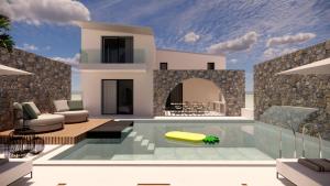 科斯基努Kallithea Luxury Villas #3的 ⁇ 染带游泳池的别墅