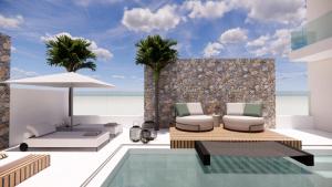 科斯基努Kallithea Luxury Villas #3的一个带游泳池和庭院的别墅