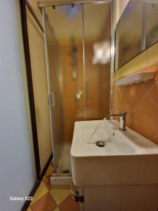 切法卢Sikelia House Cefalù的一间带水槽和淋浴的浴室