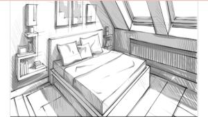 高兰Lanta Para hut的卧室的图画,卧室里有一张床