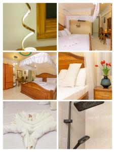 马林迪Dubai infinite luxury suites的一张酒店房间四张照片的拼贴图