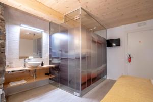 吉塔里亚Aristondo Pentsioa的一间带水槽和玻璃淋浴的浴室