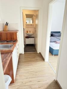 德累斯顿德累斯顿山公寓的一个带水槽的小厨房和一间卧室