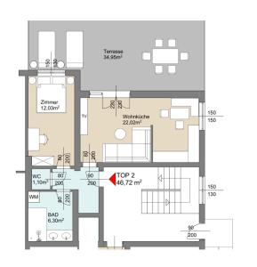 维也纳Wienerberg-Apartments的房屋的平面图