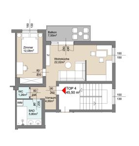 维也纳Wienerberg-Apartments的房屋的平面图