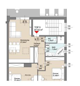 维也纳Wienerberg-Apartments的建筑的平面图