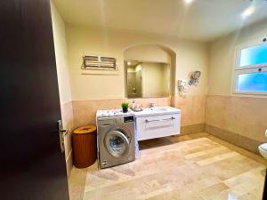 赫尔格达Azzura appartment sahl hashesh with private garden的一间带洗衣机和水槽的浴室