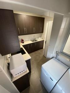 阿兰约兹Espacioso Apartamento Familiar en Aranjuez - Confort, Tranquilidad y Netflix Incluido的一间带冰箱和水槽的小厨房