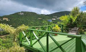 Tortola IslandOCEAN VIEW VILLA, Tortola, British Virgin Islands的山景绿色甲板