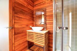 奥南海滩The Cottage Aonang的一间带水槽和淋浴的浴室