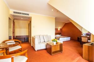 帕莫瑞Saint George Hotel & Medical Spa的客厅配有沙发和1张床