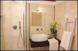 巴列塔B&B Al Vecchio Borgo的一间带水槽和淋浴的浴室