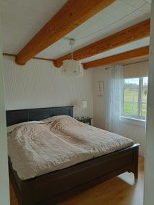 GårdsjöFårgården Åsebol的一间卧室设有一张床和一个窗口