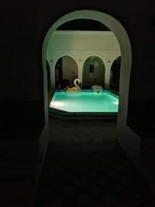 乌姆苏克Dar Rita的客房内的游泳池与天鹅