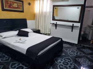 丰塞卡Hotel Mayte的一间卧室设有一张大床和大窗户