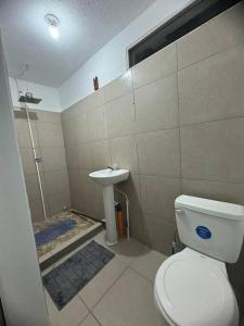 圣佩德罗拉拉古纳Casa Equipada con Vista Panorámica #1的一间带卫生间和水槽的浴室