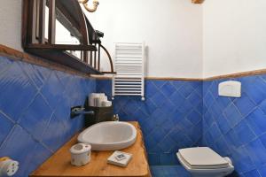 布恩弗奈洛喜美拉特瑞迪酒店的蓝色瓷砖浴室设有卫生间和水槽