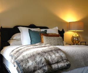 塔南达巴罗莎住宿加早餐旅馆的一间卧室配有一张带毯子和灯的床