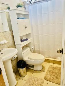索里托斯Sand Castle Ocean Suites的一间带卫生间和水槽的浴室