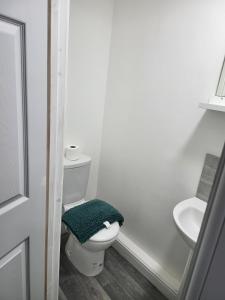 诺丁汉Burns Street - Stay Sleep Rest的白色的浴室设有卫生间和水槽。